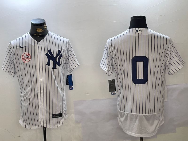 Men New York Yankees 0 No Name White stripe Elite 2024 Nike MLB Jersey style 10161